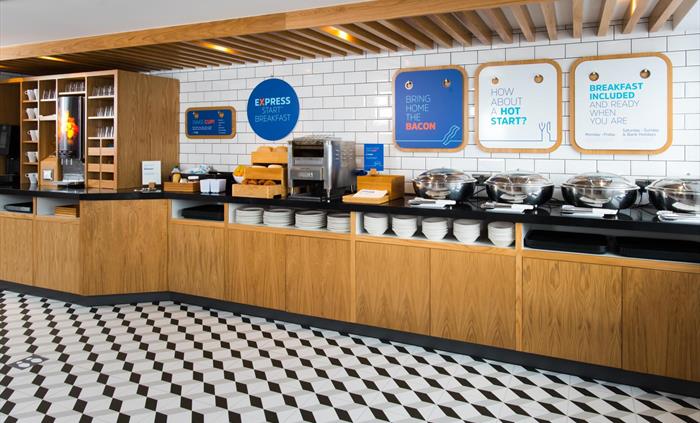 Express Start breakfast included with hot favourites, freshly brewed coffee and cereals, pastries, yoghurt and fresh fruit